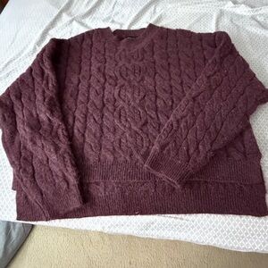 Forever 21+ Deep Burgundy Knit Crop Sweater